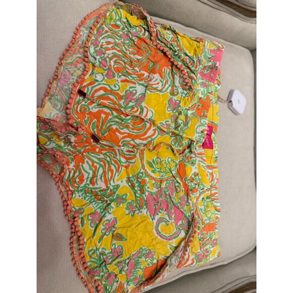 Lilly Pulitzer Happy Place Shorts w Pom Pom Trim Size L Summer Beach Resort - Picture 2 of 6